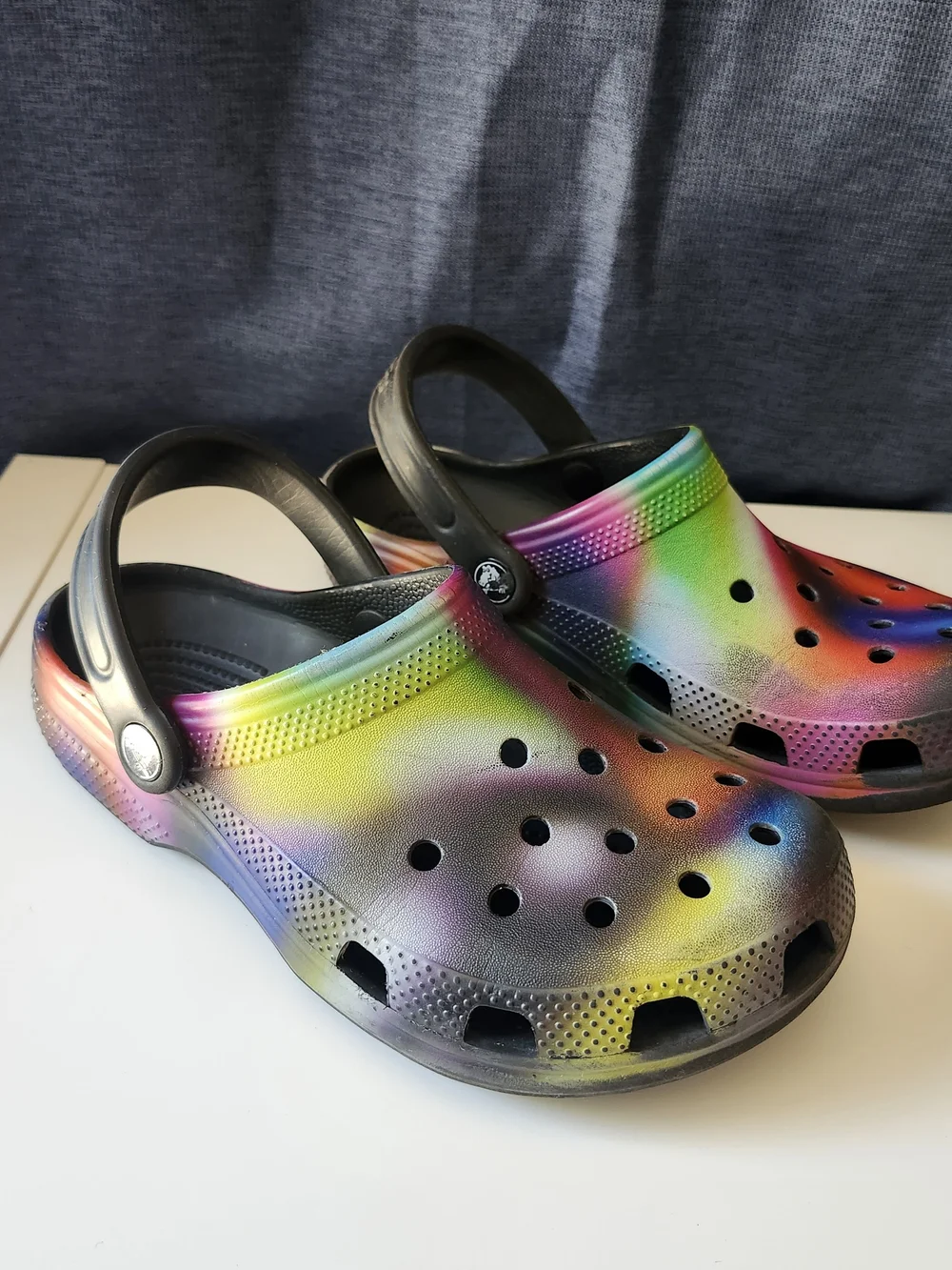 Crocs Classic Solarized Clogs Black Multi Rainbow Heat Map Youth Size J4 Youth